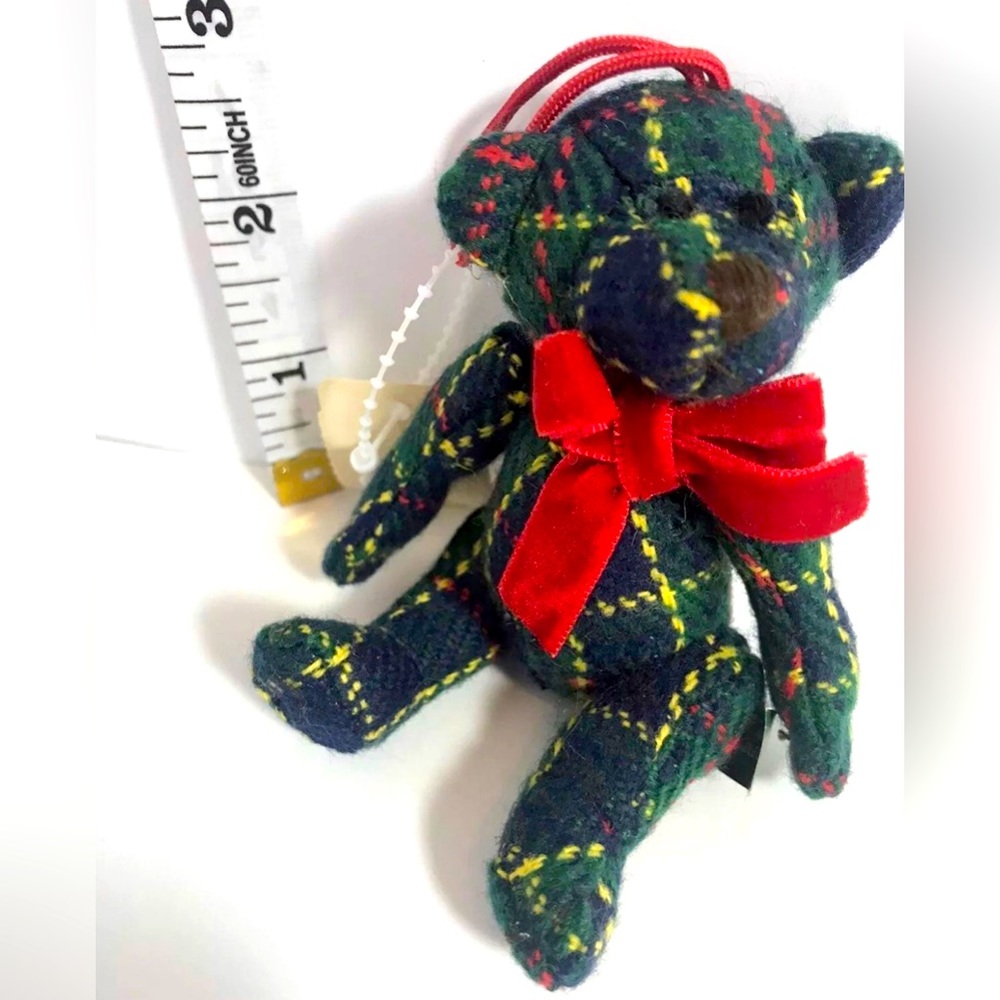 BNWT Bath & Body Works Mini Plaid Teddy Bear plush ornament GREAT GIFT TOPPER - Picture 3 of 4